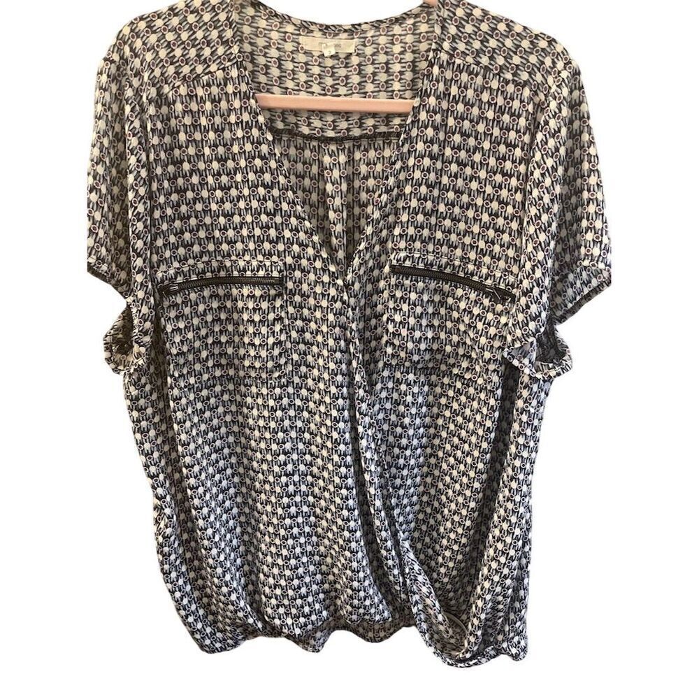 Maurice's Women's Geometric High Low Blouse Size 2 Multicolor Casual